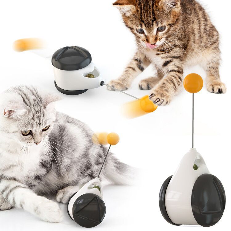 2 cats play with Auto-Lifter Cat Toy Ball