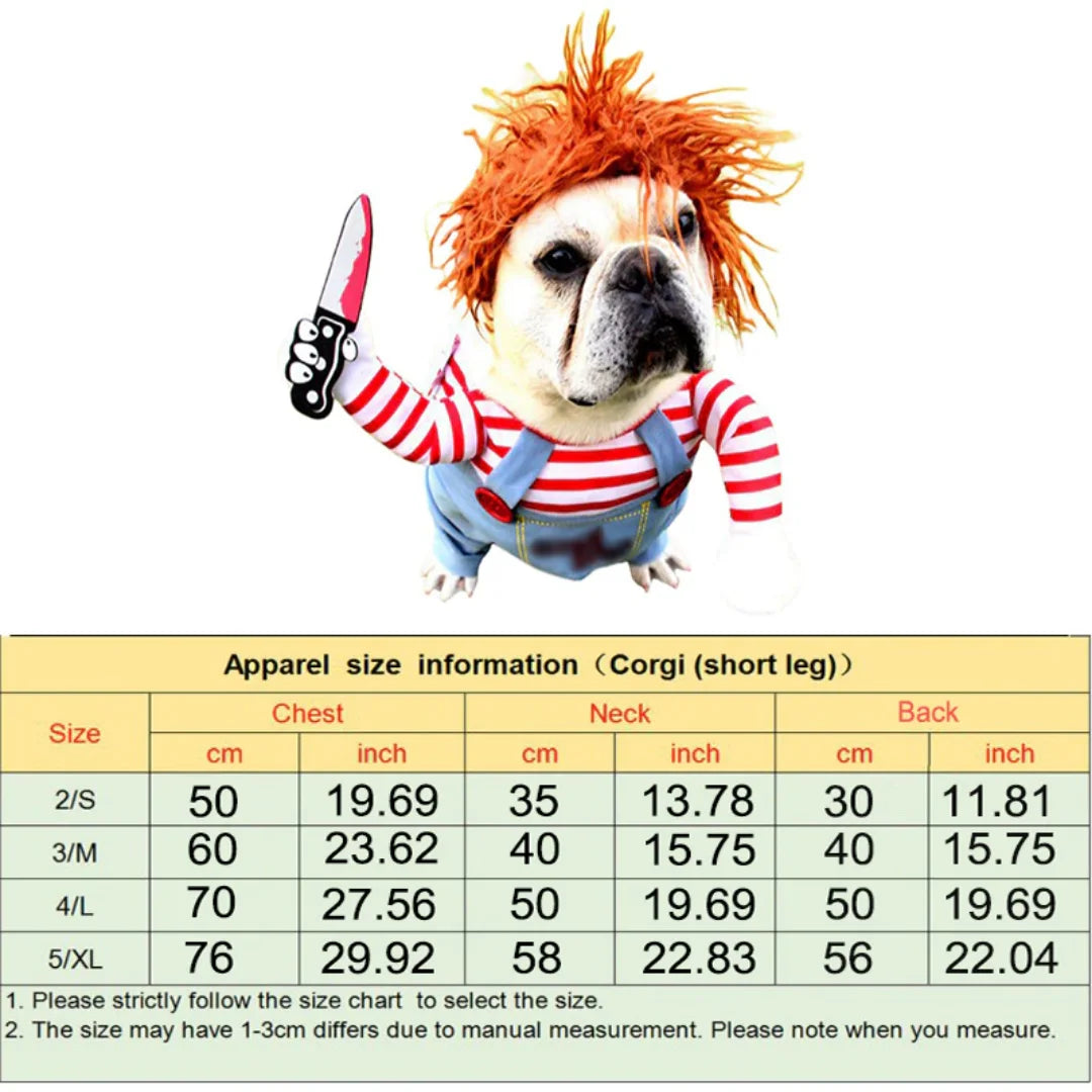 sizes of Adjustable Halloween Dog Costume